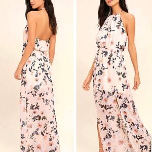 ALI & JAY Women's Al Fresca Blush Halter Semi Sheer Floral Print Maxi Dress